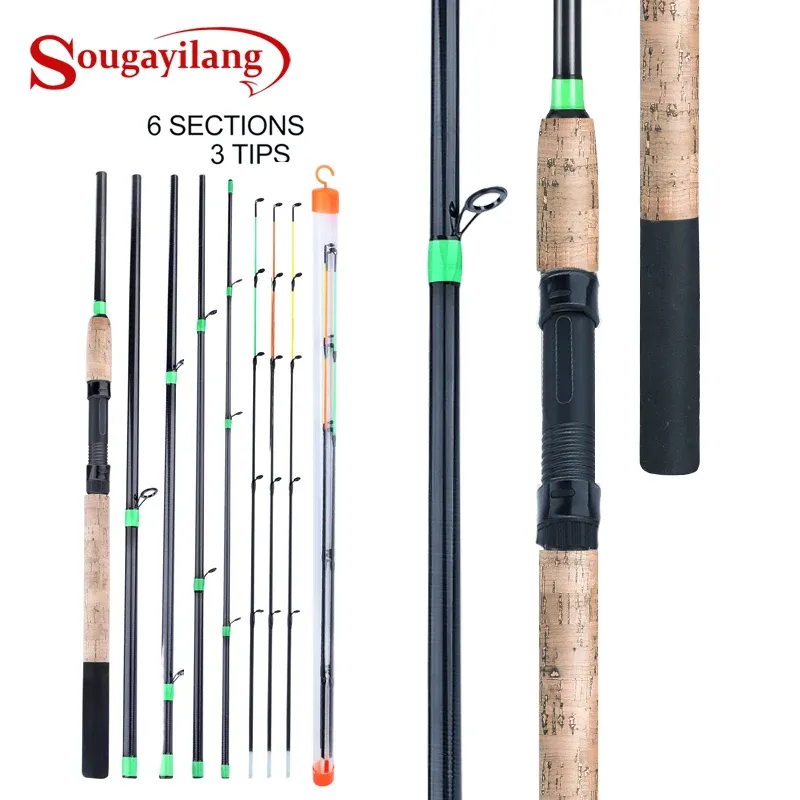 Combo sougayilang 3.0m 3.3m 3,6 m maniglia di sughero alimentatore canna da pesca a fila