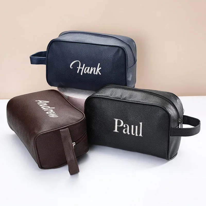 Cas de broderie personnalisée Sac de cosmétique portable Pu Men de Pu Men