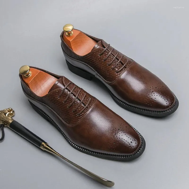 Chaussures habillées marque italienne en cuir véritable en cuir britannique de style britannique