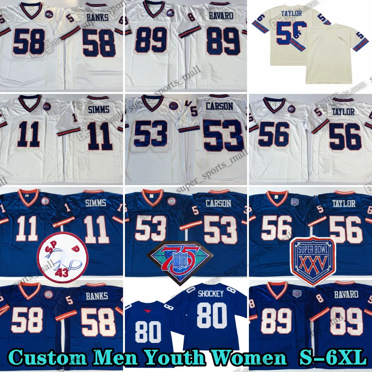 Custom 75. Throwback 56 Lawrence Taylor 1968 Fußballtrikot