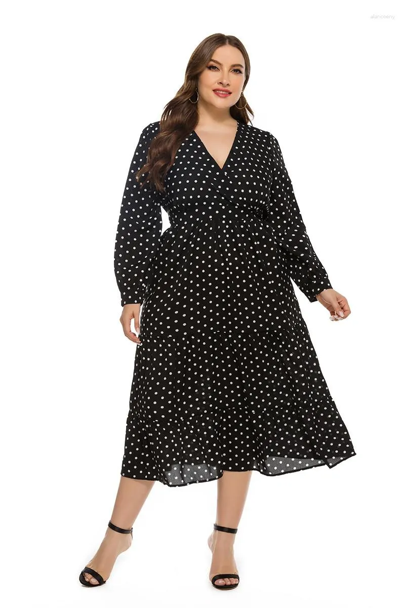 Casual Dresses Fat Women Dress Big Size XL-5XL Fashion V-neck Ladies Skirt