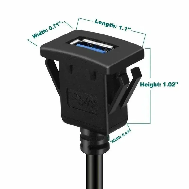 Neues 2024 USB 30 Panel Flush Mount Verlängerungskabel mit Schnalle für Autowagen -Motorrad -Armaturenbrett 1Mpanel -Halterung für Fahrzeuge
