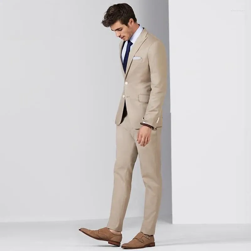 Abiti da uomo beige 2024 slim fit uomini uomini per sposo da sposa costume da ballo da ballo di smoker blazer blazer traje hombre giacca pantaloni