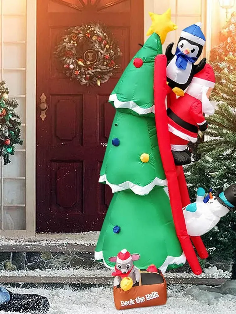 Decorazioni natalizie 20ft alti gonfiabili Albero Airblown Babbo Natale Arrampicata per i regali per la festa del giardino da esterno per casa