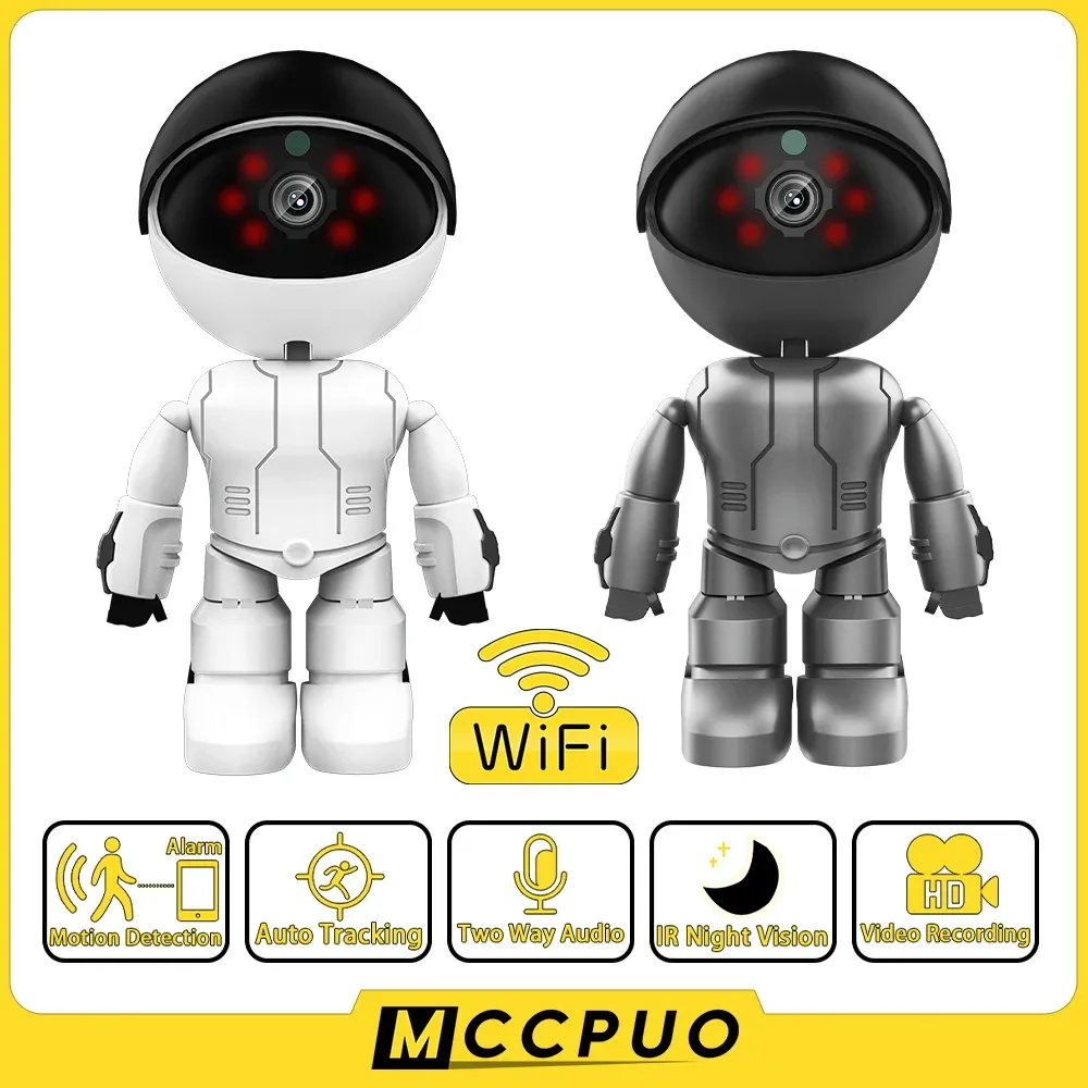 Kontroll MCCPUO 5MP Robot PTZ WiFi IP Camera inomhus Videoövervakningskameror med WiFi Smart Home AI Human Detect Wireless CCTV Camera