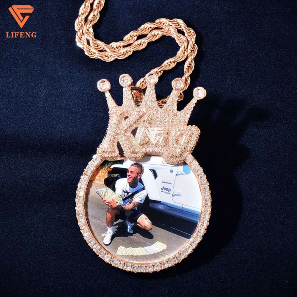 Lifeng sieraden Custom the Bell Hiphop Charm Iced Out Vvs Moissanite Memory Photo Diamond Pendant