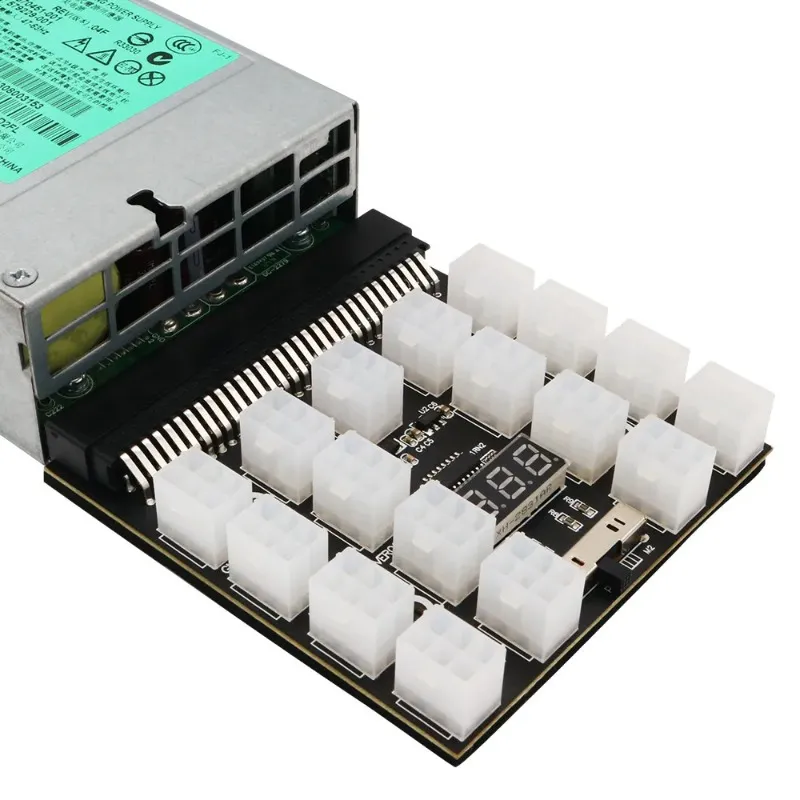 Nieuw breakout -bord 17/12 poort 6pin Connector LED -display 12V Power Module voor HP 1200W 750W PSU voor GPU -grafische kaart voor HP Breakout