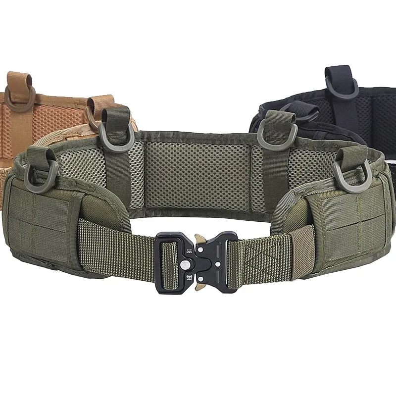 Tillbehör Militär Tactical Belt Men Molle Battle Belt Airsoft Army Combat Police CS Hunting Paintball Padded Midjebälte Set justerbar