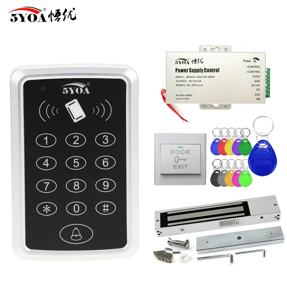 Kontroll RFID Access Control System Electronic Gate Opener Home Garage Set Eletric Magnetic RFID Smart Door Lock Kit Automatisk styrenhet