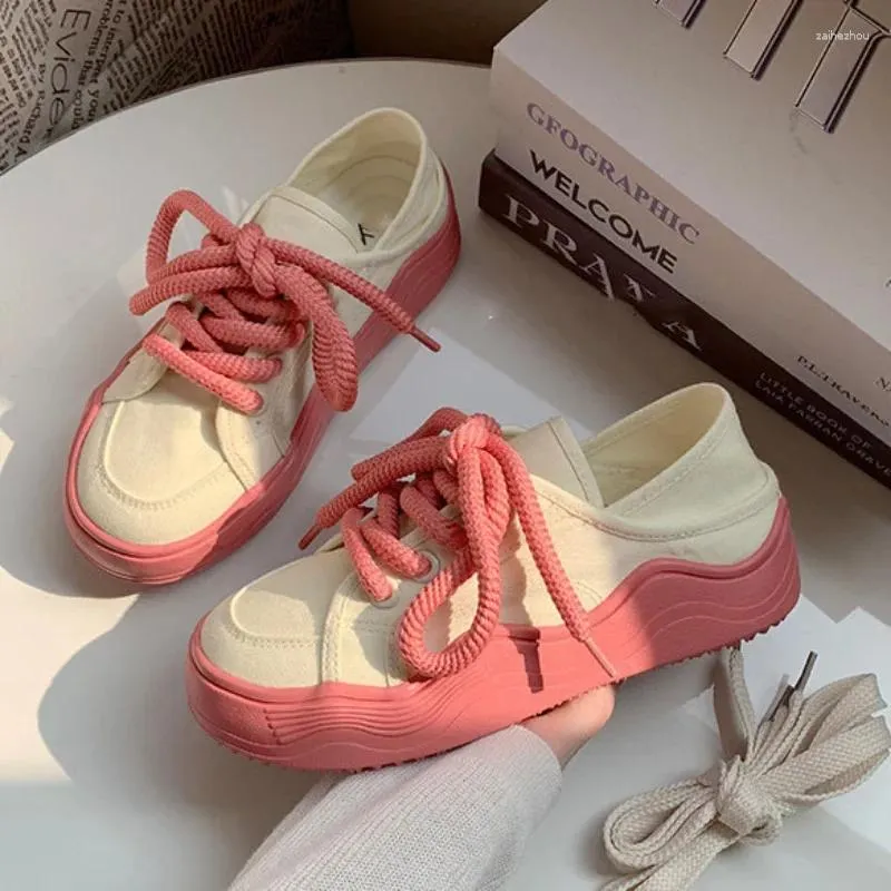 Womens Casual Canvas Sneakers, Breathable Wave Platform Shoes