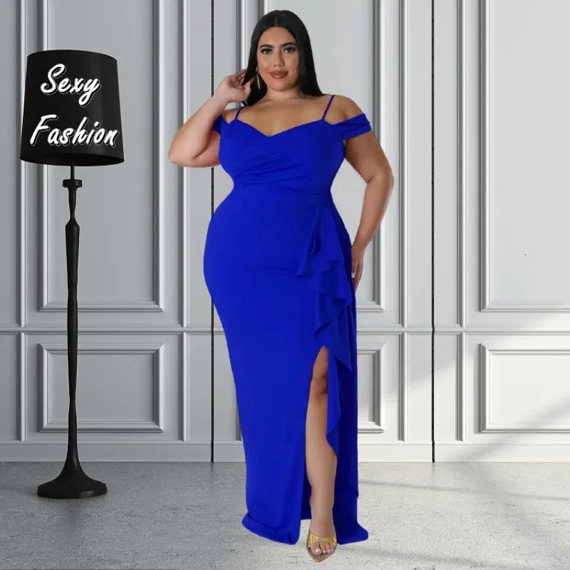 sachin and babi light blue dress Plus Size Halter Maxi Dress for Women Floor-Length Ruffle Trumpet Bodycon  Party Dress from Dhgate Plus size Dresses