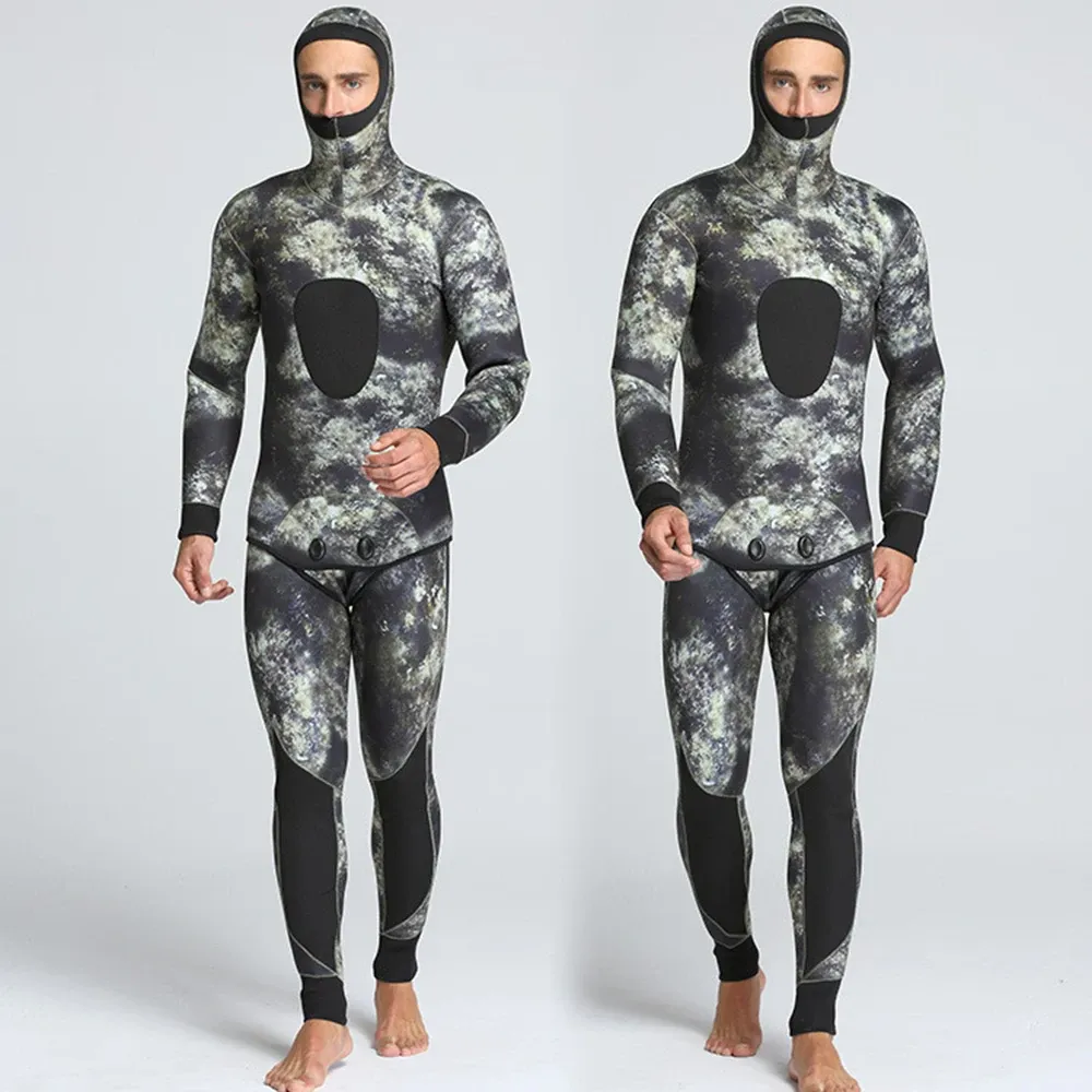 Skodon 5mm Neopren Wetsuit kamouflage delad twopiece för kall och varm undervattensjakt harpun fiske snorkling surfing kostym