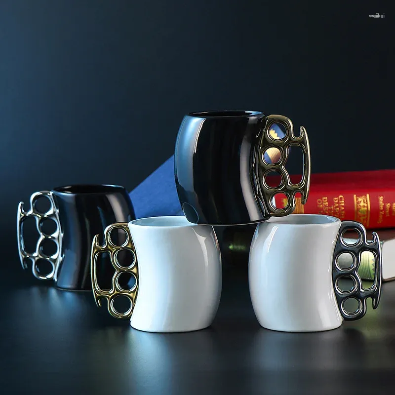 Tasses 400 ml d'anneau créatif tasse de style américain tasse en céramique conception personnalisée conception de forme irrégulière
