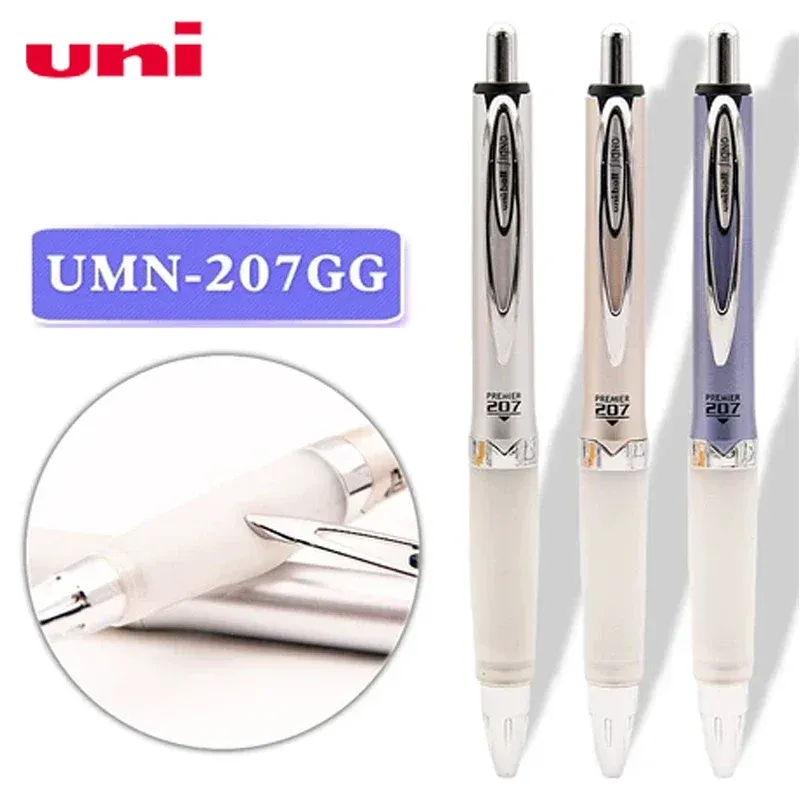 Bolígrafos 1 PPCS Japón Importado UMN207GG Antifatigue Press Gel Gel Pen, empuñadura suave y suave secado negro de 0.5 mm reemplazable