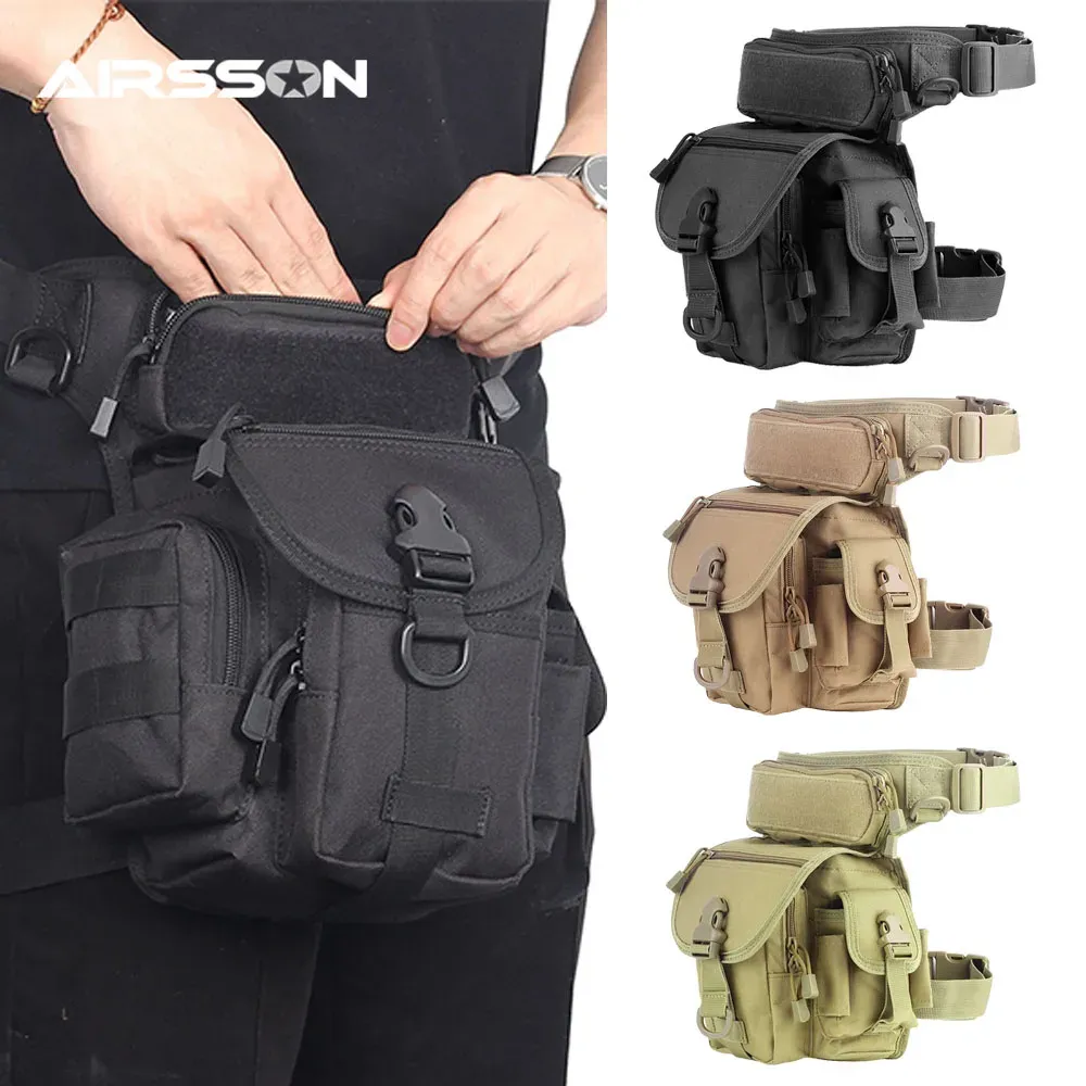 Akcesoria taktyczne upuszczenie nóg 1000D nylon molle wojskowy pasek talia Pakiet Mężczyzn Fanny Pack Outdoor Hunting Camping Waterproof torebka EDC