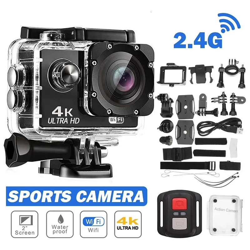 Ultra HD 4K Action Camera 1080p30fps Wi -Fi 20 -дюймовый экран 170D водонепроницаемый подводной шлем Go Запись Mini Sports Pro 240407