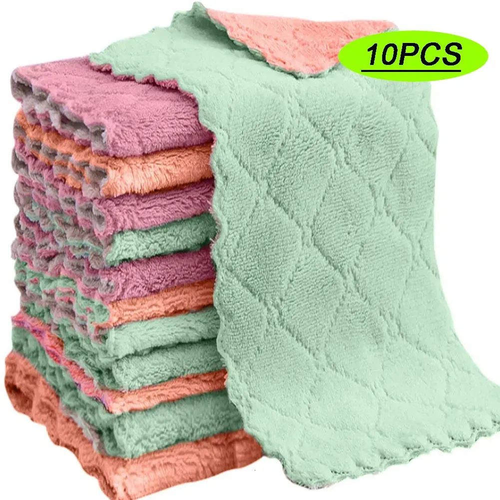 Tkaniny sprzątanie tkaniny 10pcs Mikrofibrowy ręcznik chłonny w kuchni Cleaning Cleaning tkanina bezstronna szmatki naczyń naczyń Subersywne zastawa stołowa C.