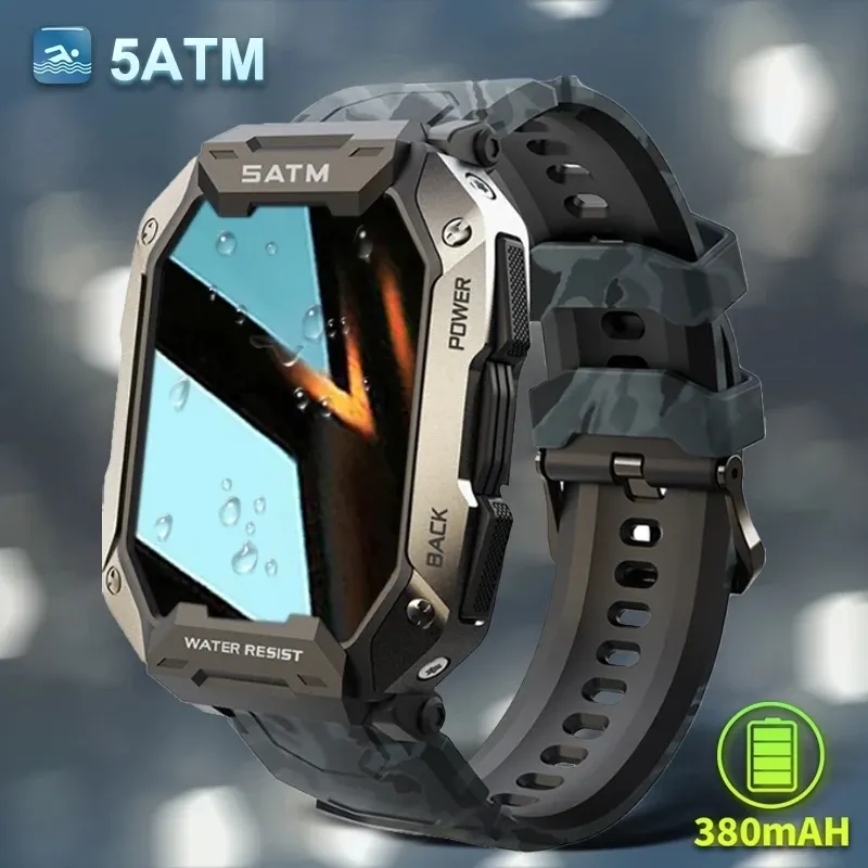 Control Original C20 Military Smart Watch Men Camouflage Army Outdoor IP68 5ATM Waterproof Sports Heart Rate Blood Oxygen Smartwatch