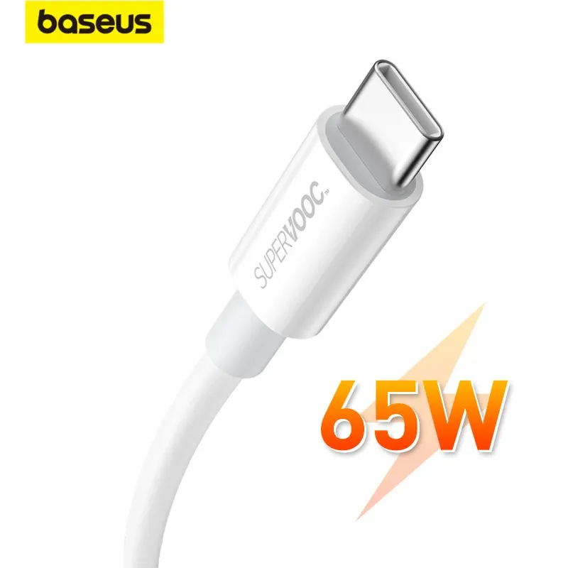 FOTOGRAFI BASEUS Supervooc PD65W USB till typ C -kablar 6.5A Fast Charging Smart Phone Data Cable för Oppo Realme One Plus Xiaomi Charger