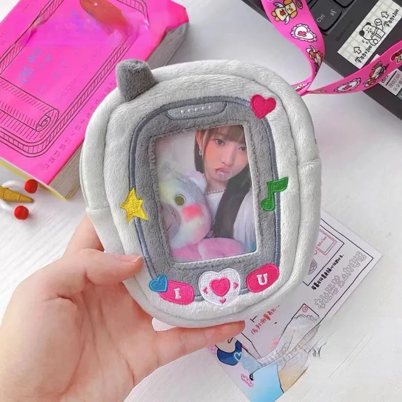 Portemonnees xiuya schattige eigenzinnige interessante pluche portemonnee mobiele telefoon vorm hart letter print chase star handtas nieuwe kawaii ontwerpers portefeuilles