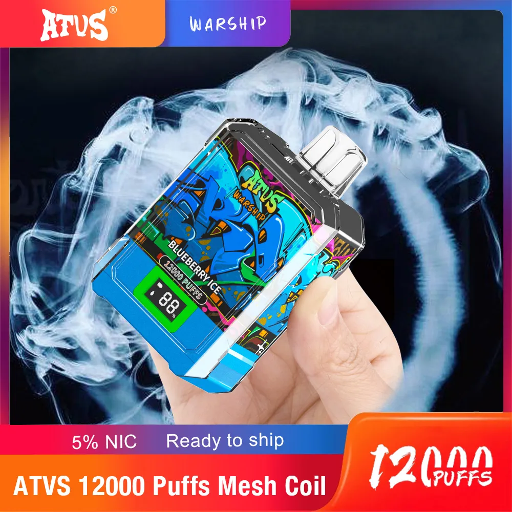 Original ATVS 12K Pufs 12000 Puff Bar Disposable Vape E-Cigarette with Smart Screen Display 650mAh Battery Bang box vape Desechable Neck rope