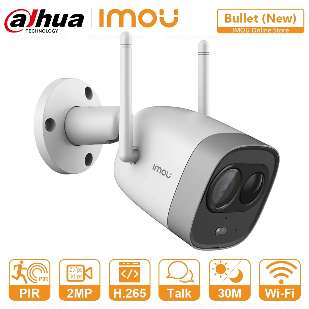 Cameras Dahua Bullet Outdoor WiFi IP Camera Dual Antenna IP67 Waterproof Builtin MIC and Speaker Active Deterrence PIR Detection Alarm