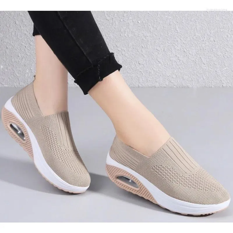 Casual Shoes Woman Black Large Size Mesh Breathable Platform Comfortable Slip-On Sneakers Tennis Female For Women