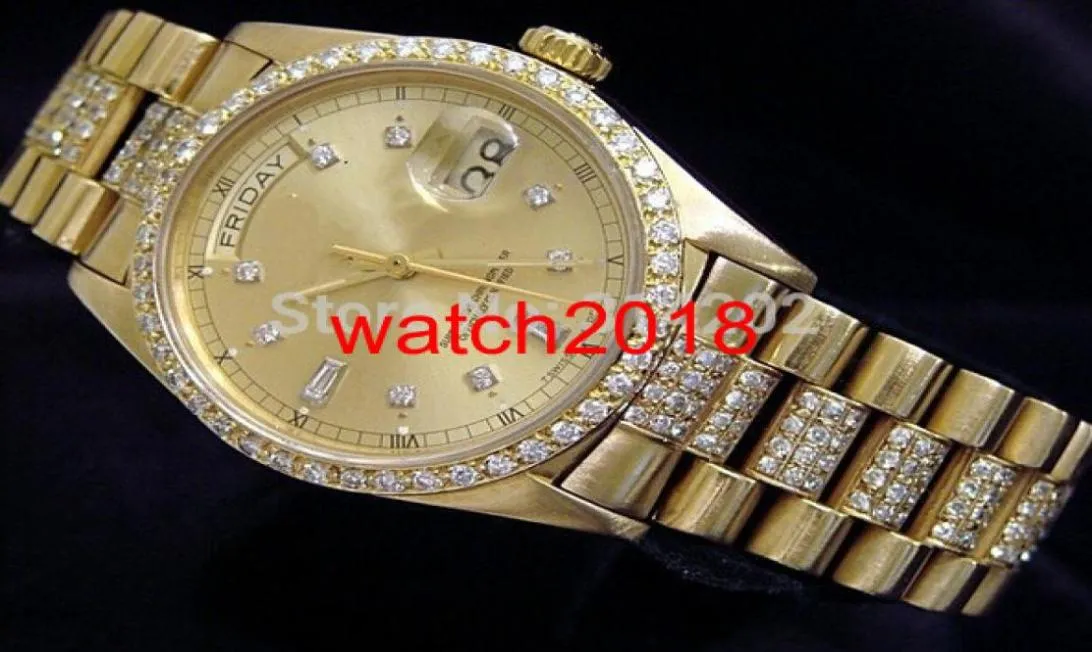 Luxury Watch Men Perpetul 18K Gold Day Date Pres1Dent Watch Wdiamonds Wrist Wrists Watches Automatic Men Mens Watch5957634