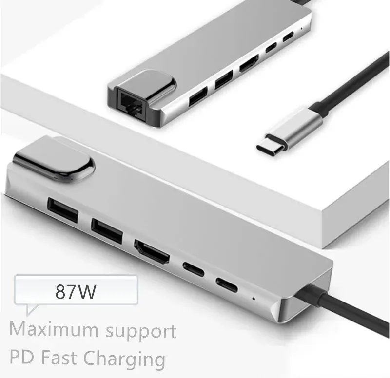 Hubs 6 em 1 hub USB C Hub para Multi USB 3.0 Adaptador Ethernet RJ45 LAN HDMicompatible para MacBook Pro tipo C 3.0 divisor