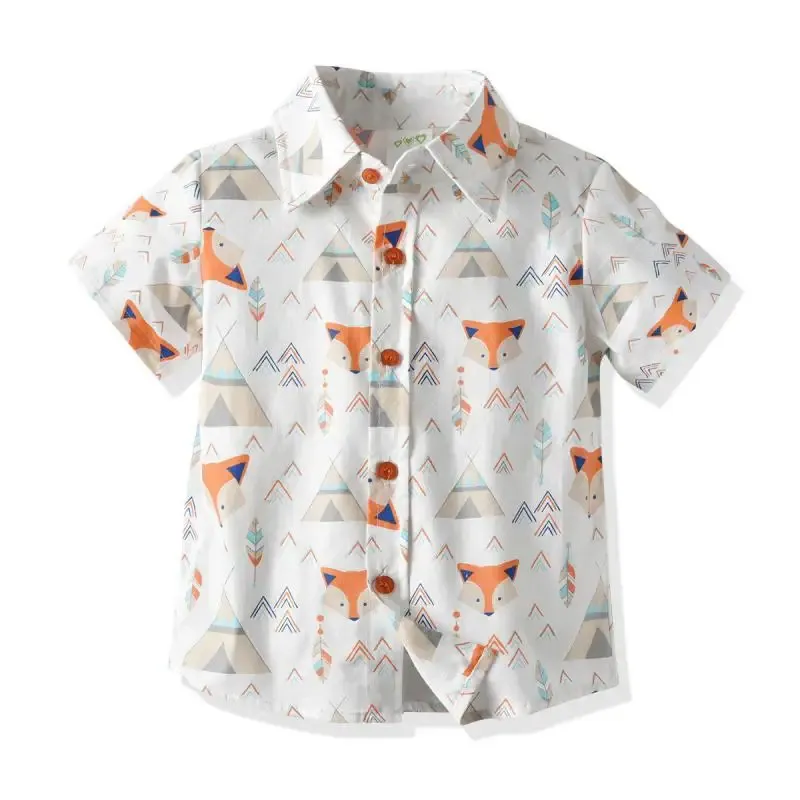 T-Shirts Yaz Bluz Hardigan Plajı Baskılı Çizgi Film Bebek Erkek Gömlek Kısa Kollu Erkek Gömlek ile Çocuk Gömlek Toplar Top