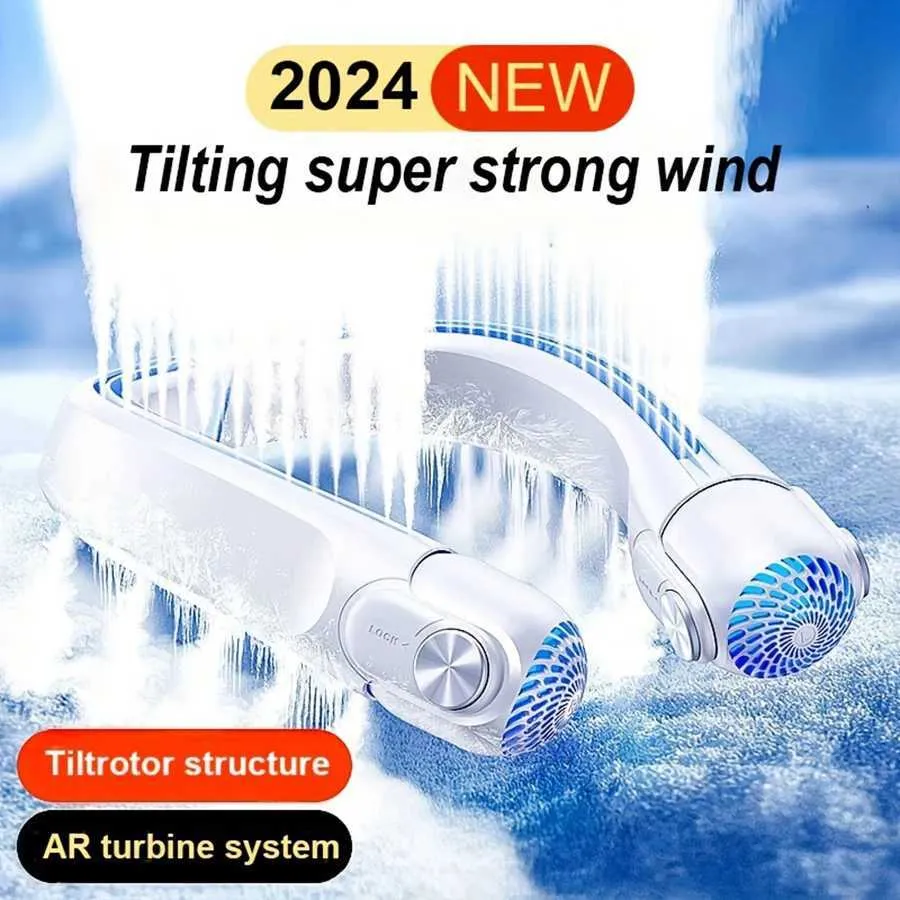 Refroidisseurs d'air portables 2024 NOUVEAU ventilateur de cou portable Climatisation portable Ventilateur sans van avec 45 direction de vent réglable adapté à une utilisation extérieure Y240422