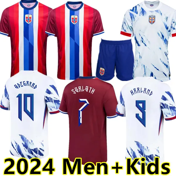 Norvège 2024 2025 Jersey de football Haaland Odegaard Strand Larsen Sorloth Berg Ajer Nusa Bobb Ostigard Vetlesen Thorstvedt 24 25 Équipe nationale Men Kids Football Shirt Football