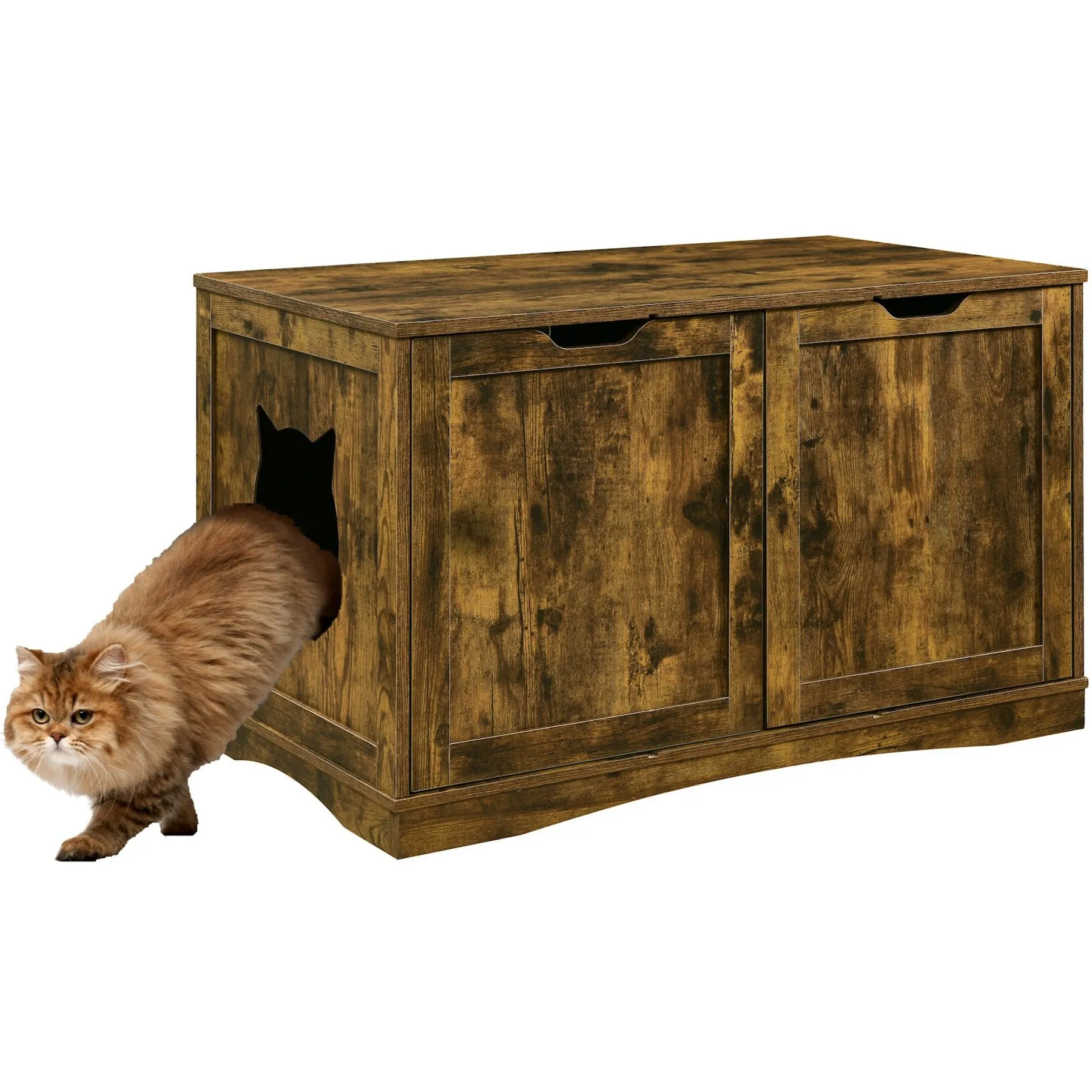 DHgate.com:Rustic Brown Cat Litter Box Side Table - Enclosed Furniture ...
