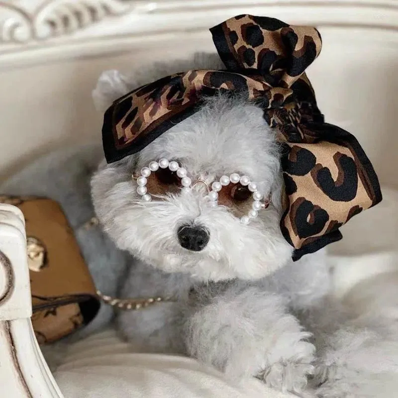 Odzież dla psa luksusowe okulary Pet Pearl Okulary przeciwsłoneczne Zużycie oka na małe kota POS Akcesoria