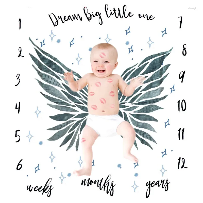 Cobertores 0-24m Baby Baby Milestone Blanket Po Zone Backdrop Banner Banner PONOTIVO CALENDÁRIO DO CALENDÁRIO Garota menina