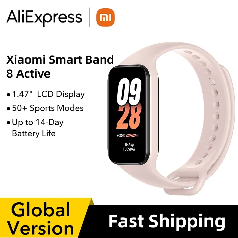 Armbänder 2023 Neue globale Version Xiaomi Smart Band 8 Active1.47 "LCD -Display Bluetooth 5ATM wasserdicht 50+ Sport Modesheart Rate Monitor