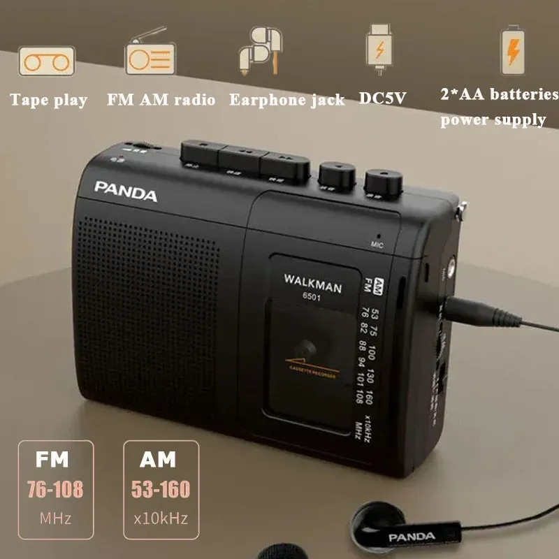 Radio Mini Portable AM / FM Radio Retro Cassette Music Player Walkman Tasse-bande avec un puissant haut-parleur Playage casque
