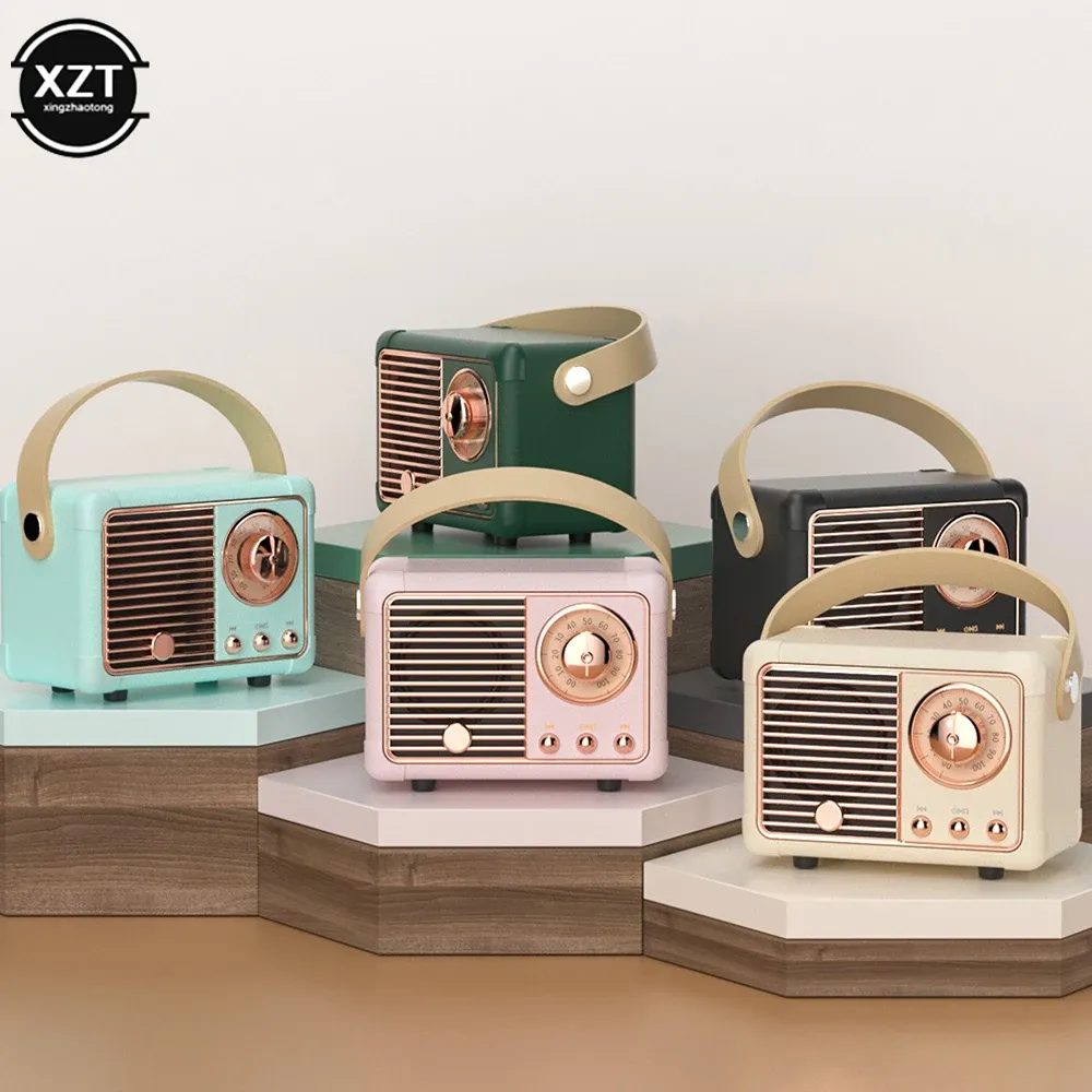 Radio Mini Wireless Retro Bluetooth Speaker Vintage FM Radio Portable USB Interface Classical Decoration Speakers Travel Music Players