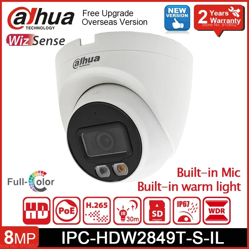 Lens dahua ipchdw2849tsil 8mp fullcolor IP Überwachungskamera Smart Dual Light Wizsense Network Camera Dome IR 30m Integriert in Mikrofon
