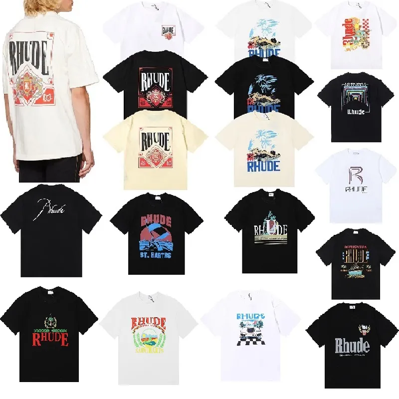 メンズデザイナーTシャツRhudeシャツ女性メンズTシャツデザイナーTシャツプリントストリートウェアアウトドアファッションシャツ