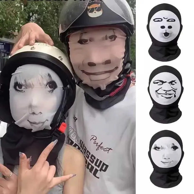 funny face motorcycle helmets Maxpower (M, Red Ses) Plush Cover for Helmet Accessories Full Helmet Case Moto Main Features Emoji Balaclava Masks: Funny, Breathable