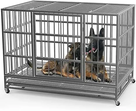 Save Big on Bulk Heavy Duty Xl Dog Kennel Large Dog Cage Crate Heavy Duty  Metal Pet Kennel With Wheels, Escape Proof Design, Double Door, Removable 