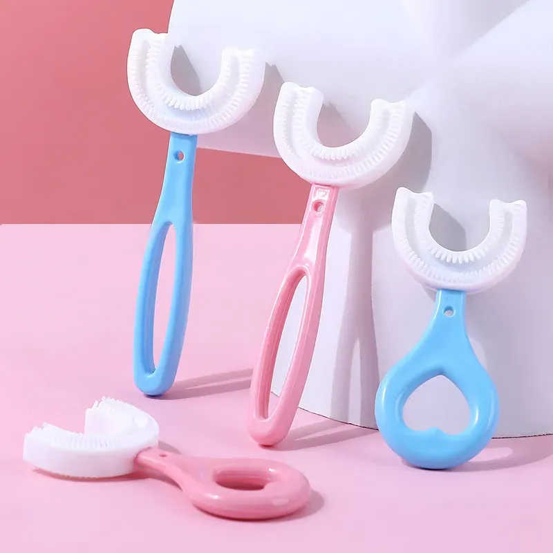 Baby Kids Teethers U Shaped Toothbrush Toddler Teeth Clean Silicone Brush for Ages years Oral Care U Shape Toothbrush ZZ