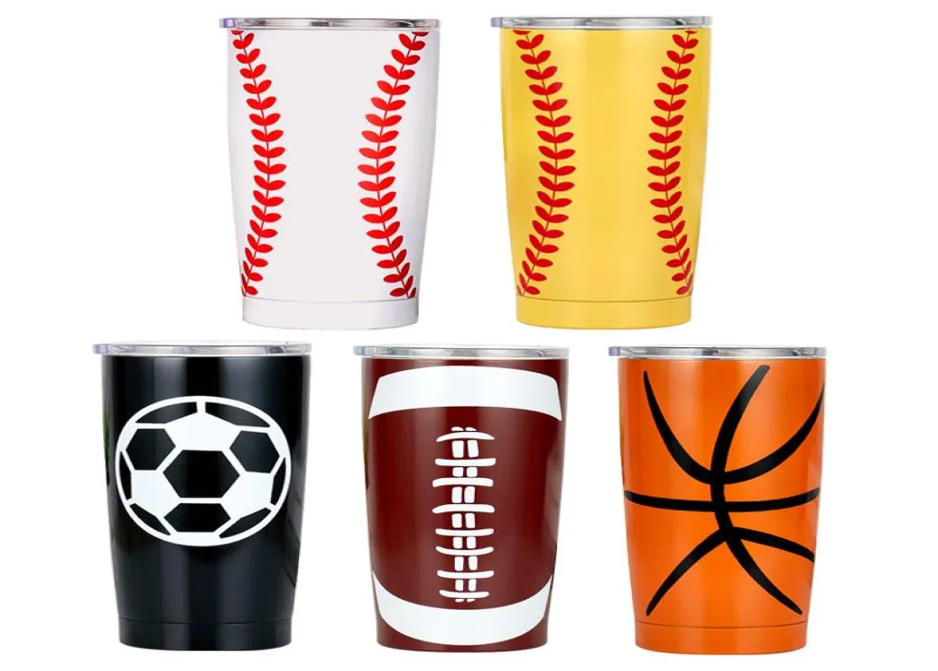 20oz Baseball Tumbler Cups Softball Basketball Football rostfritt stål Cup Travel Car Beer Mug Vacuum Isolated Mugs 5 Styles M107060755