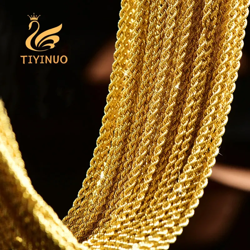 ネックレスTiyinuo Real 18K Gold Women's Necklace AU750 With Pendant Rope Chain Festival