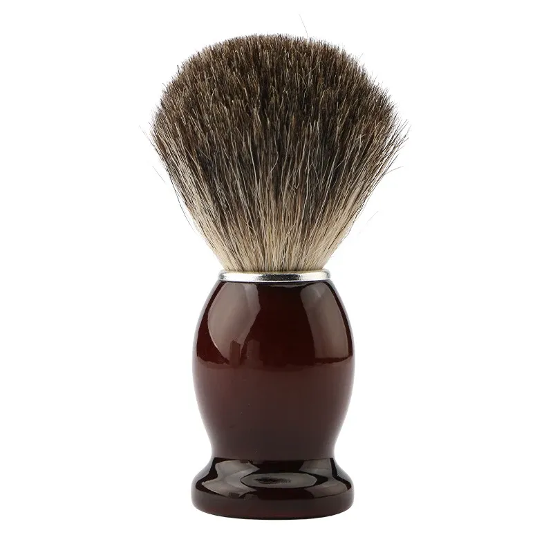 Blad Mnual Razor Men's Soft Hair Beard Borste med förstorat hårhuvud Mörkbrunt trähandtag Badger Hair