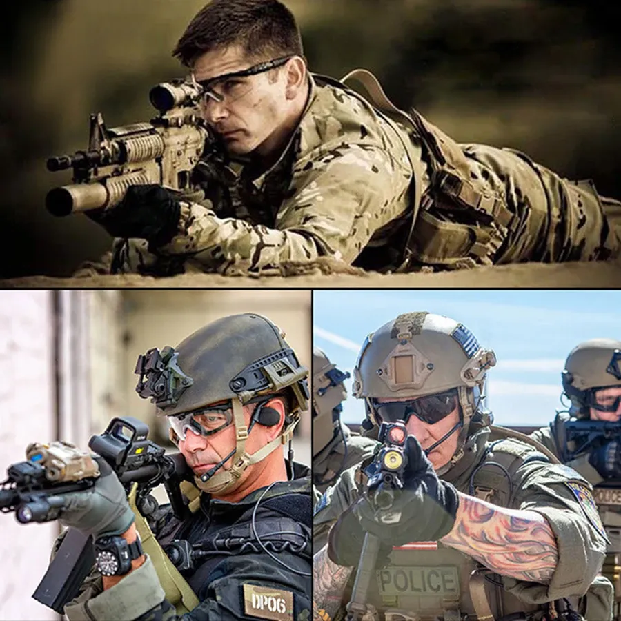 Lunettes de soleil 4 Lens Tactical Goggles Set Forproofroproofroprow CS Military Tirage Bulletproof Sunglasses Motorcycle Mountaine d'alpinisme Lunets