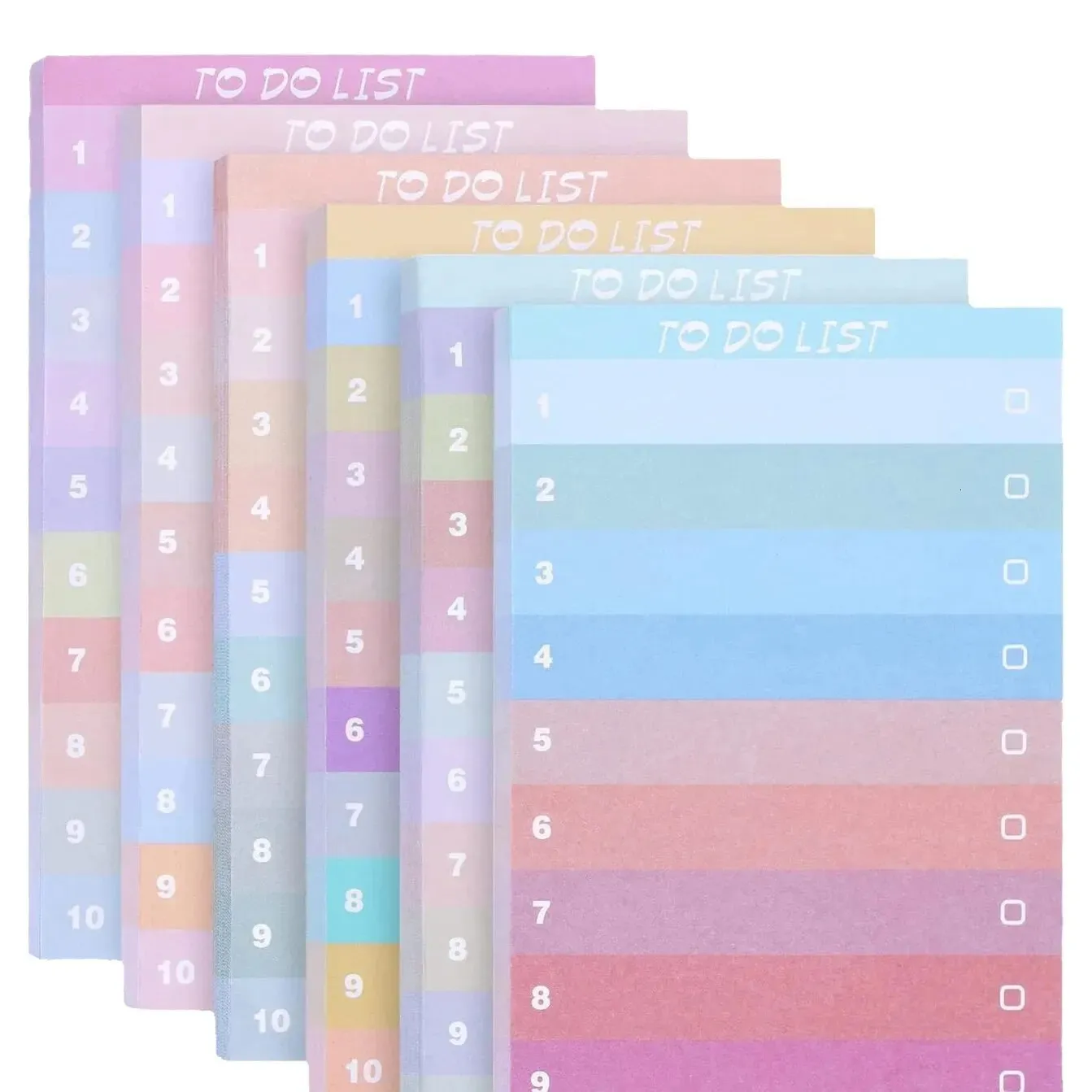 6pc to do elency note sticky multicolors foderato appiccicoso note appiccicose appiccicose appunti appiccicosi per fare la lista per il boscodhom di Office 240410