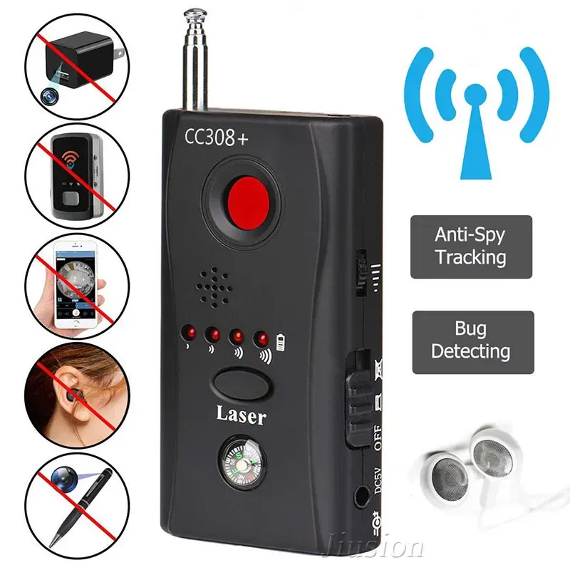 Câmeras CC308+ Mini Anti -Candid Camer Detector Antispy Hidden Hidden Laser Audio Signal Bug Small FullRange WiFi RF GSM Localizador de dispositivos