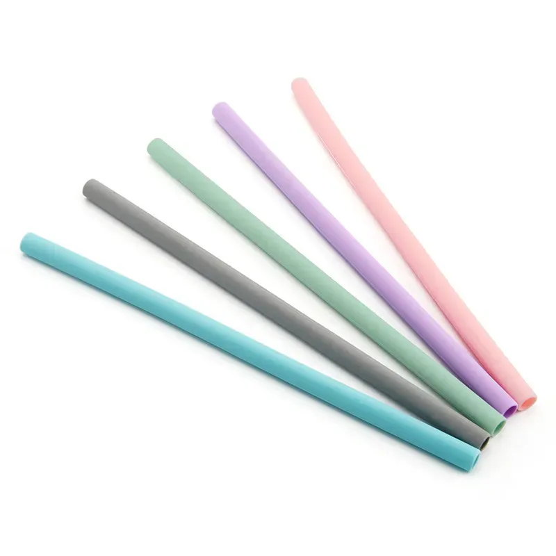 2021 New Fashion Reusable Drinking Straw Environmental protection Silicone Straw Set with Cleaning Brush Creative Gifts kitchen accessories